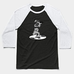 Break Dancer on a Vinyl Record, Black & White 2 Baseball T-Shirt